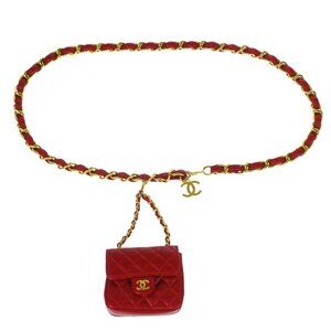 Chanel Red Lambskin Classic Flap Micro Bum Belt Bag 175545